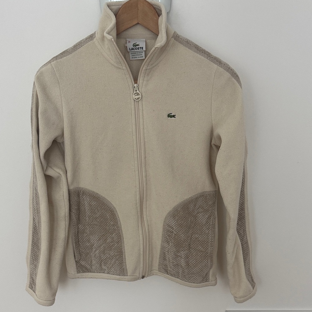 Lacoste Women’s Beige and Brown Fleece Jacket